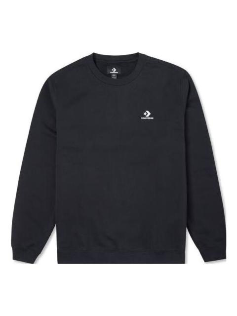 Converse Go-To Embroidered Star Chevron Brushed Back Fleece Crew Sweatshirt 'Black' 10024510-A01