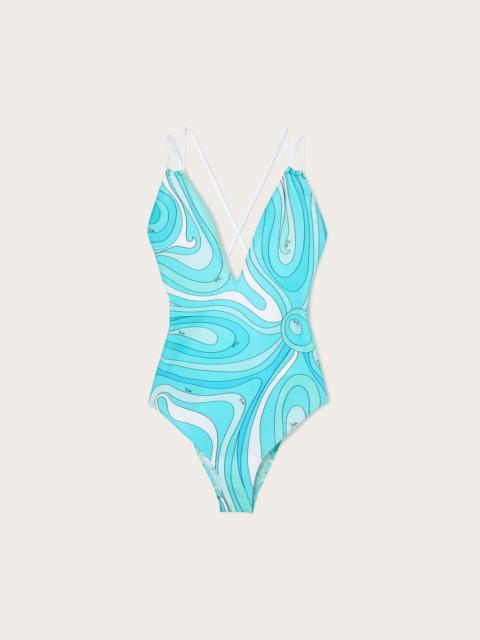 MARMO PRINT V-NECK SWIMSUIT