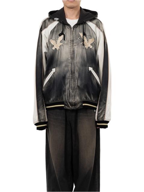 Reversible Hoodie Layered Souvenir Jacket