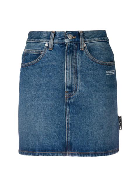 logo print denim skirt