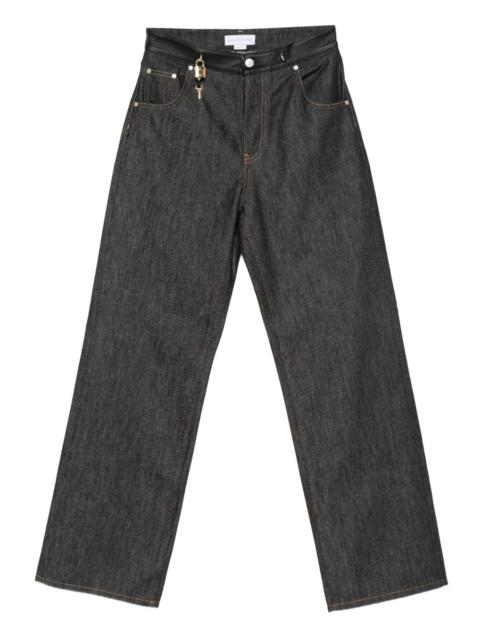 leather-trim key-detail jeans