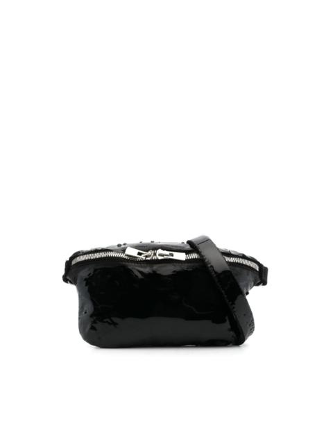zip-up patent leather belt bag