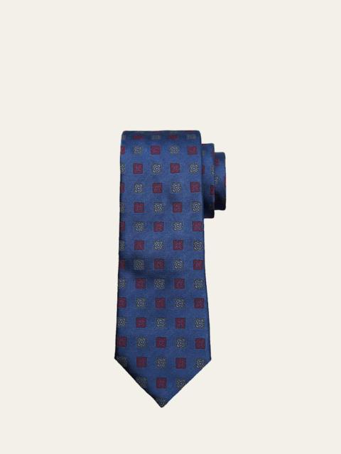 Men's Medallion Silk and Cotton Tie
