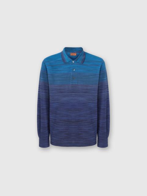 Long Sleeve Polo with Flame Knit