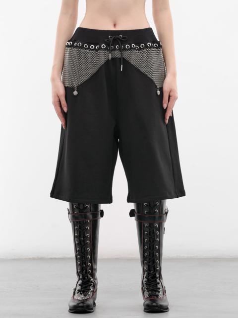 Black Titan Chainmail Cotton Sweatshorts