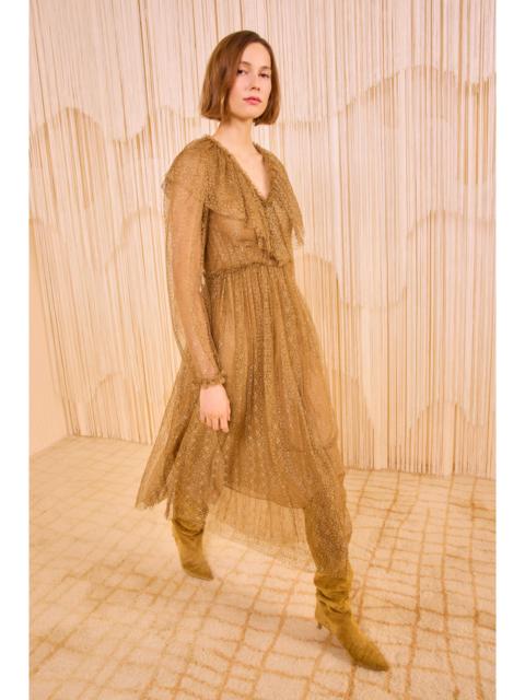 Helena Ruffle Neckline Long Sleeve Dress