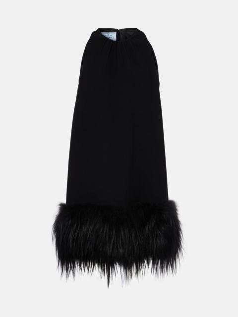 Feather-trimmed minidress