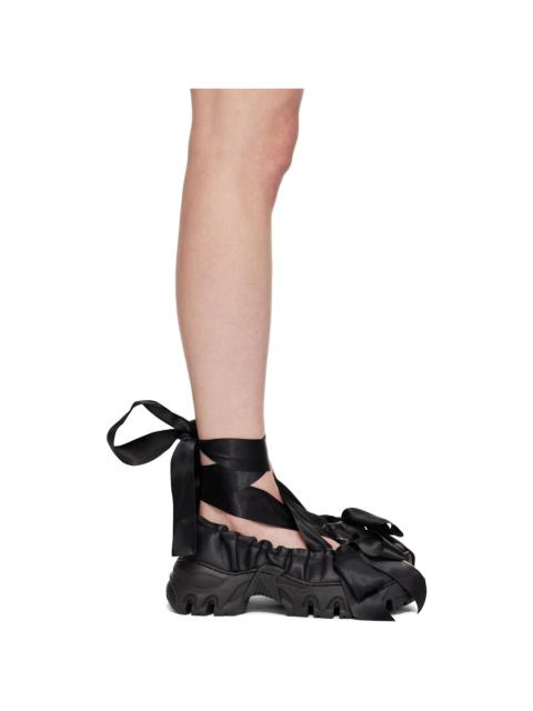 Black Aura Bows Ballerina Flats