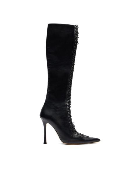 lace-up pointed-toe boots