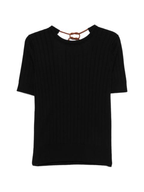 ribbed short-sleeve sweater