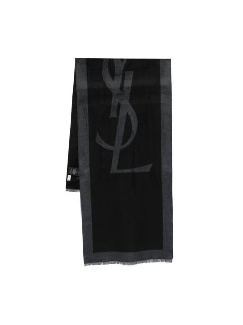 logo-jacquard silk scarf