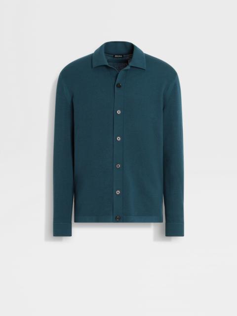 DARK TEAL BLUE WOOL SHIRT