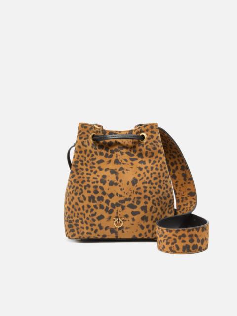 SMALL CROSSBODY BUCKET BAG IN LEOPARD-PRINT SUEDE