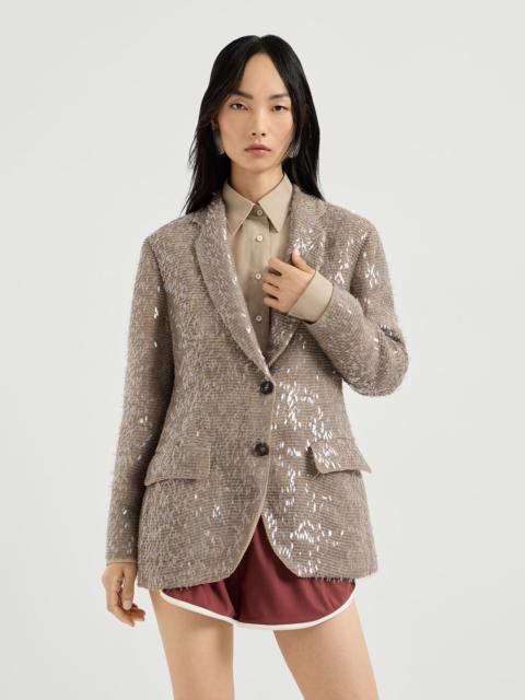 Dazzling cascade embroidery blazer in crispy silk