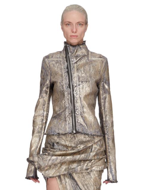 Gary coated leather-blend biker jacket Gold