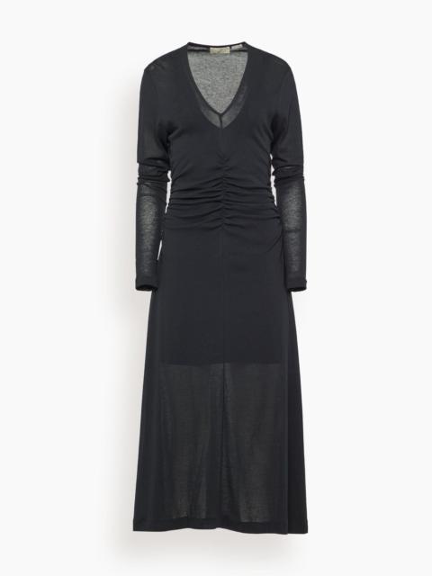 Steep V-Neck Dress in Black