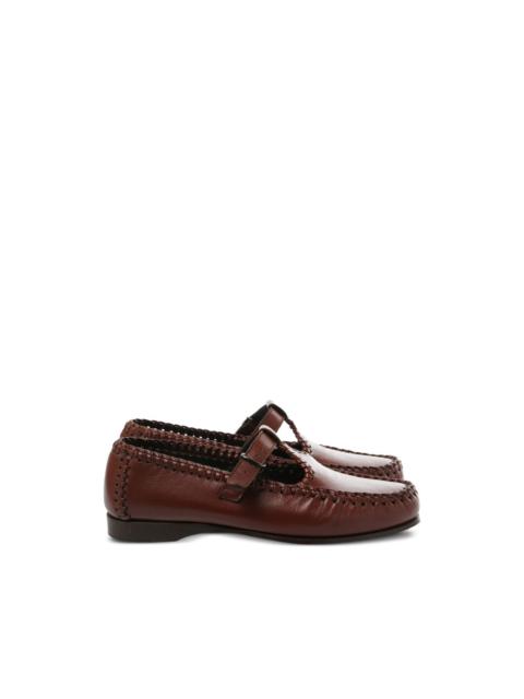 buckle braided shoes