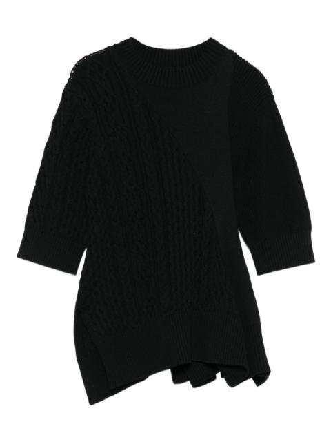 cable-knit flared top