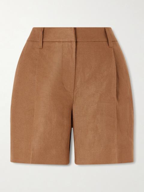 Pleated Linen-twill Shorts
