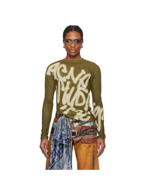 Green Sprayed Logo Long Sleeve T-shirt