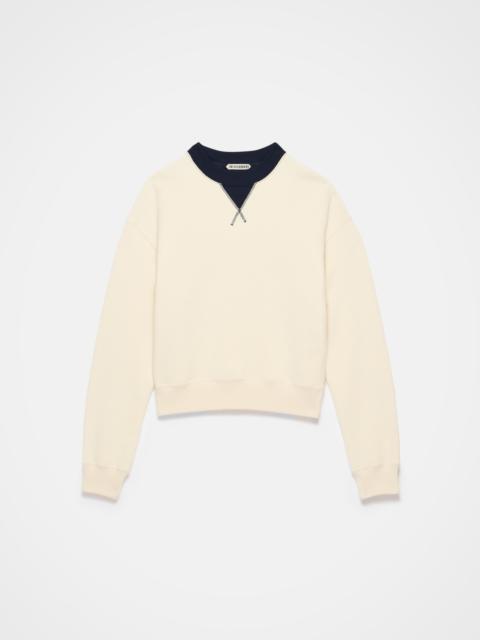 CONTRAST COLLAR SWEATSHIRT IN ECRU & NAVY