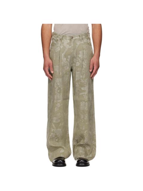 Khaki Damon Pleated Trousers
