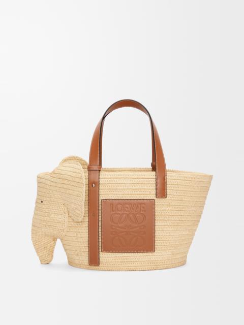 Elephant basket bag in raffia and calfskin