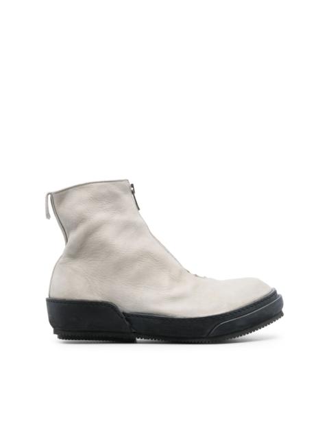 round-toe zip-up boots