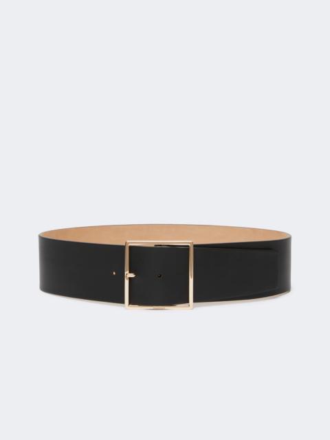 Wide leather belt - BLACK