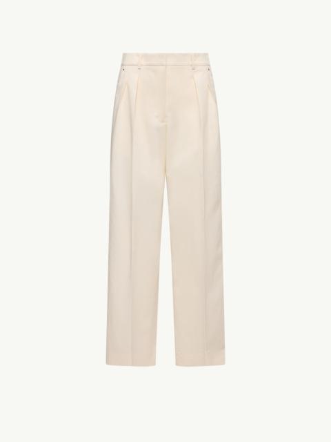 Cotton Gabardine Wide-Leg Tailored Pants