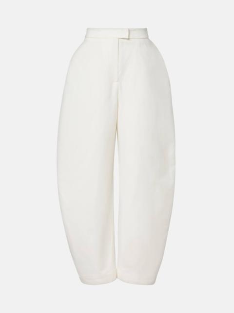 High-rise cotton barrel-leg pants