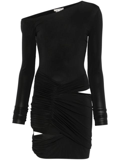 asymmetric-neck mini dress