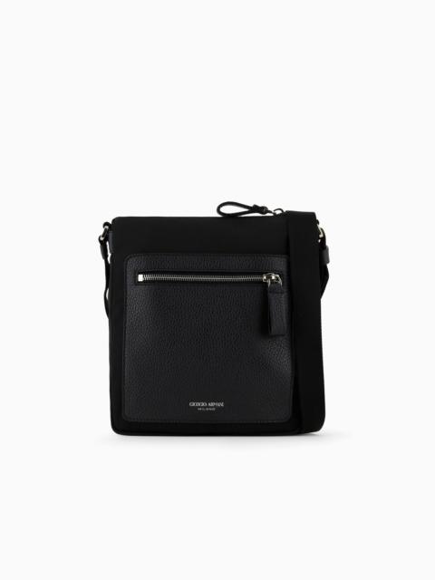 ASV nylon and pebbled leather crossbody bag