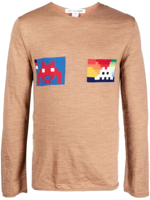 graphic-print round-neck jumper