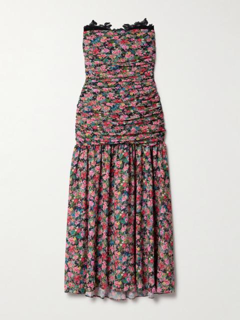 Viola Lace-trimmed Floral-print Chiffon Midi Dress