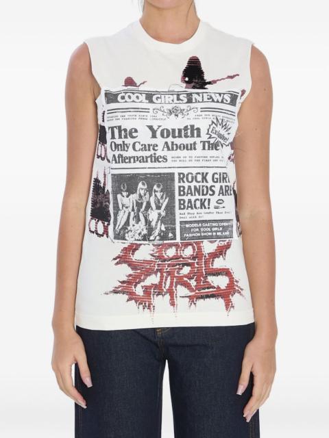 printed sleeveless top