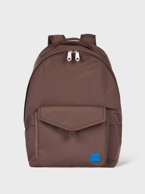 Brown Recycled Polyester Zip-Top Backpack