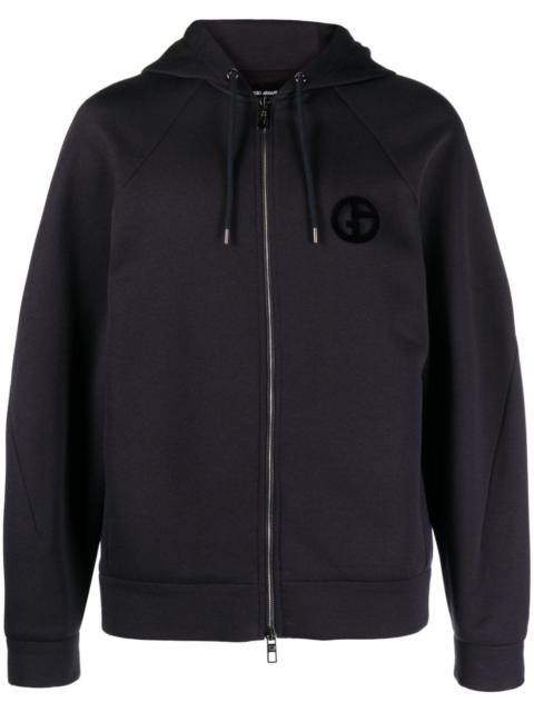 logo-embroidered zip-up hoodie