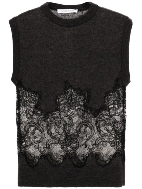 Spencer lace-detail sleeveless jumper