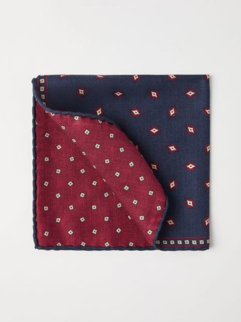 Silk pocket square with diamond design
