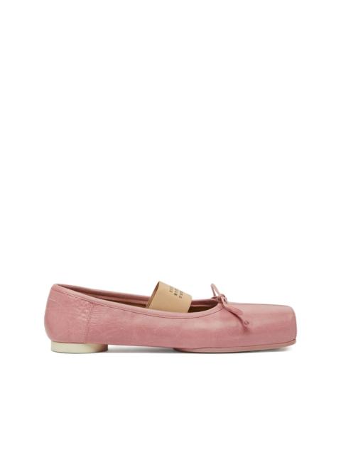square-toe bow ballet flats