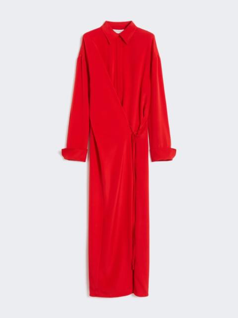 Stretch silk shirt dress - red