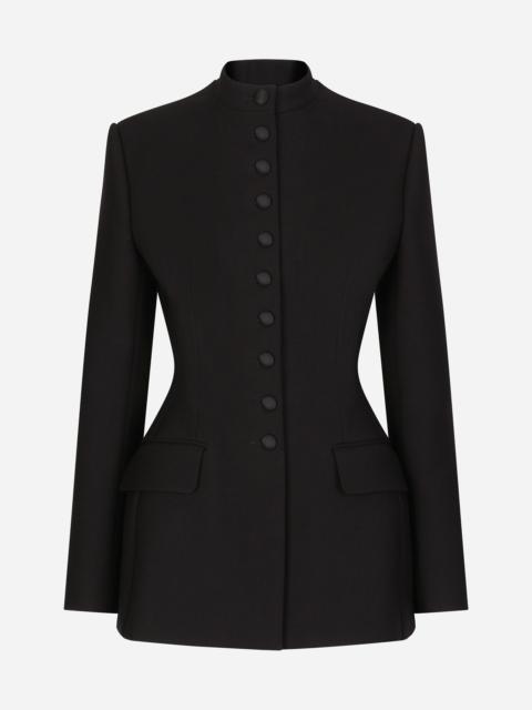 Long single-breasted wool cady Dolce-fit jacket
