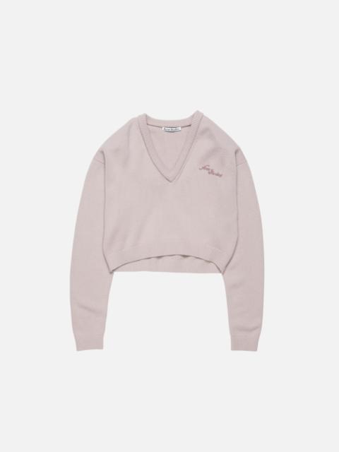 Wool v-neck sweater - Pale grey