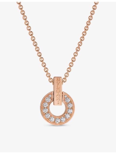 Bvlgari Bvlgari 18ct rose-gold and 0.37ct round brilliant-cut diamond pendant necklace