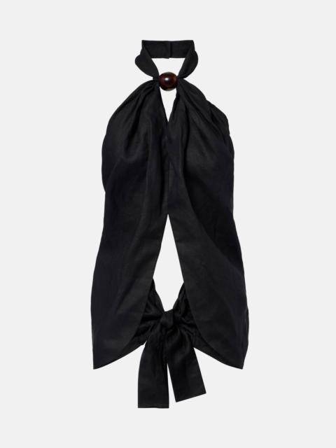 Biba embellished halterneck linen top