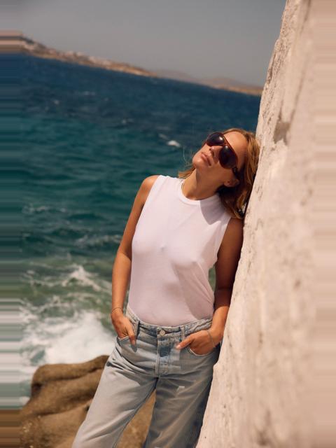 WHITE COTTON MUSCLE TEE