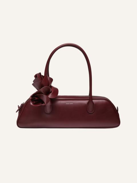 Brigitte trapeze bag in burgundy leather and silver