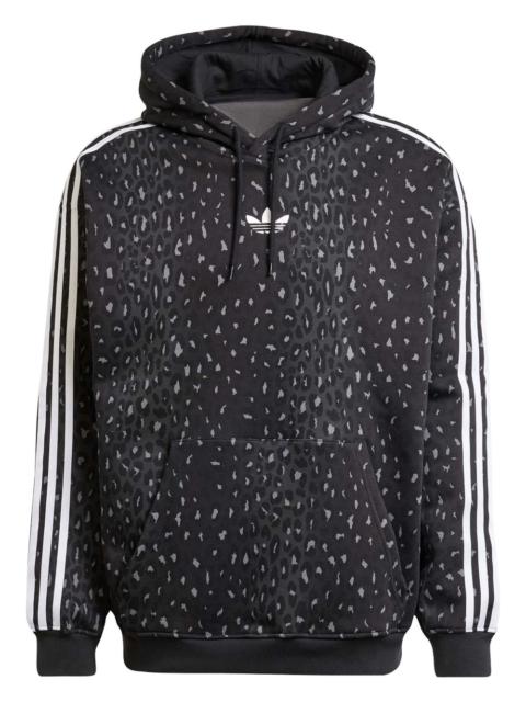 leopard-print three-stripe hoodie