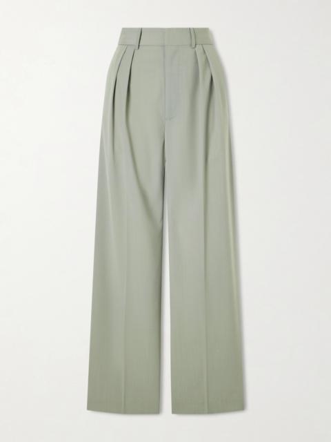 Aiden Pleated Grain De Poudre Straight-leg Pants